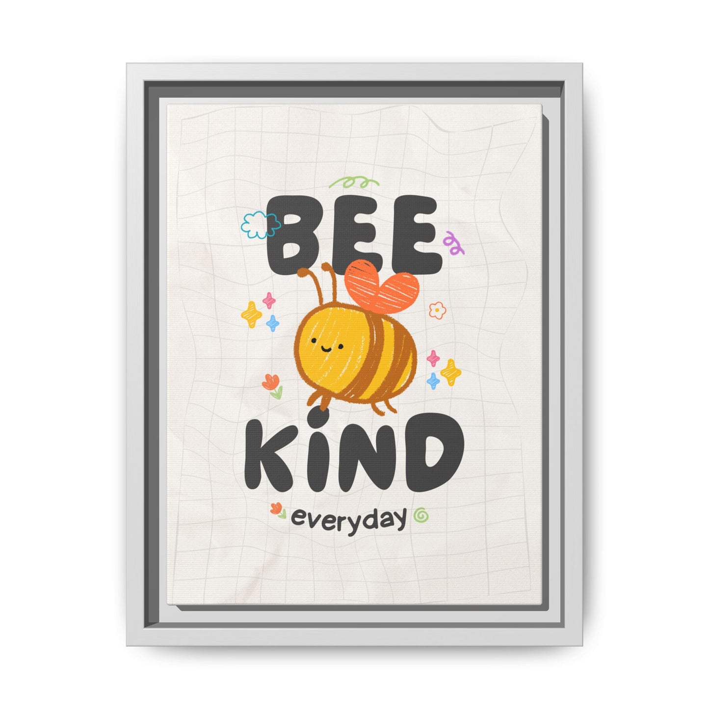 Bee Kind Framed Canvas Print Inspirational Kids Wall Art