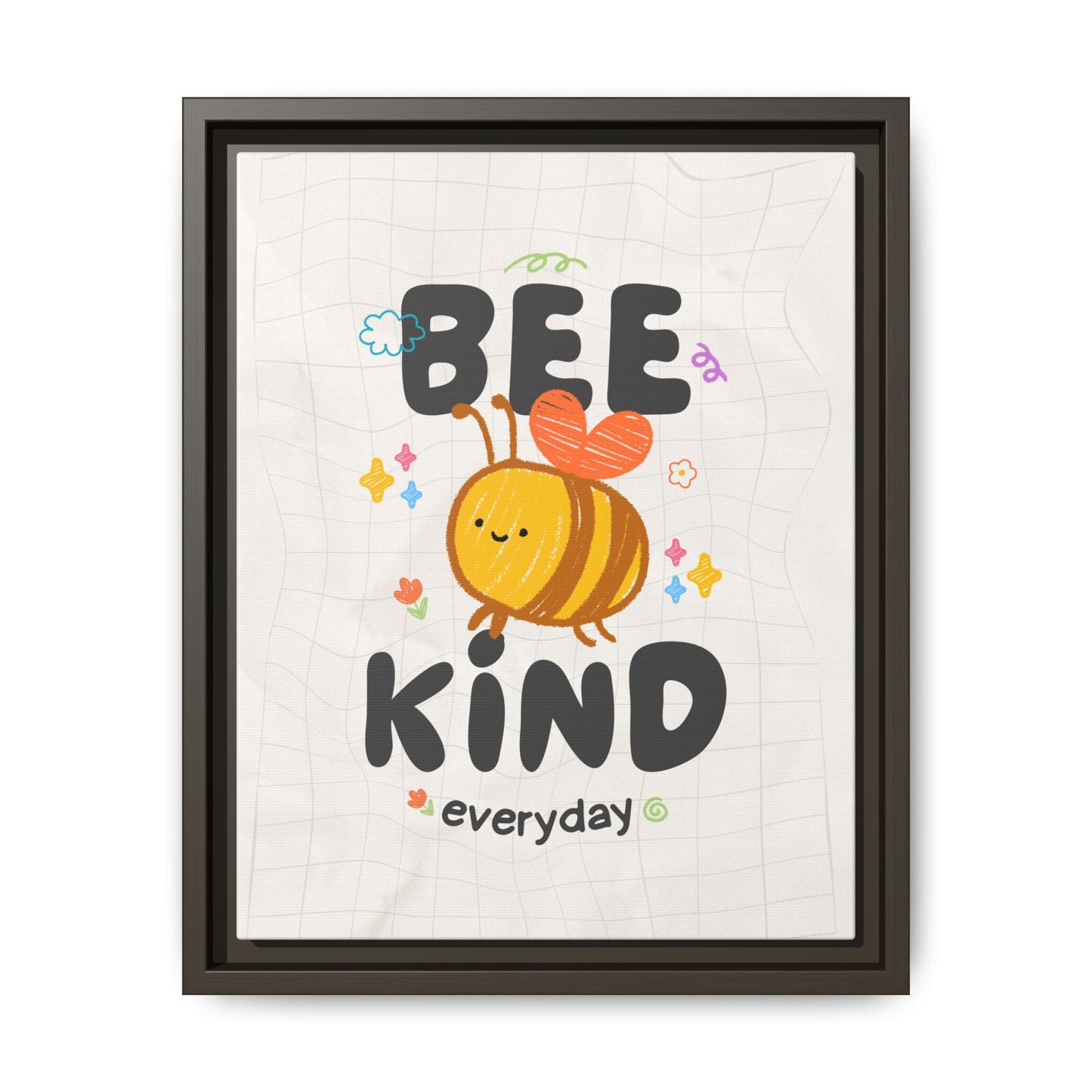 Bee Kind Framed Canvas Print Inspirational Kids Wall Art