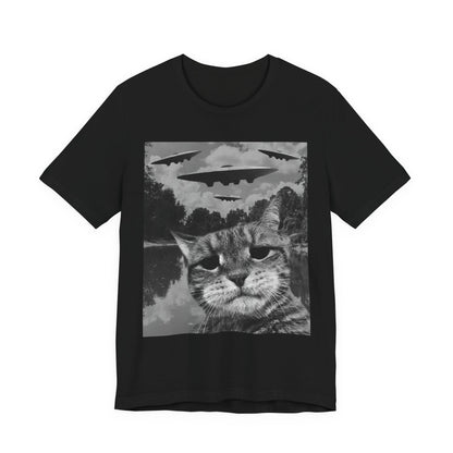 Cat UFO Retro Alien Invasion Cat T-Shirt