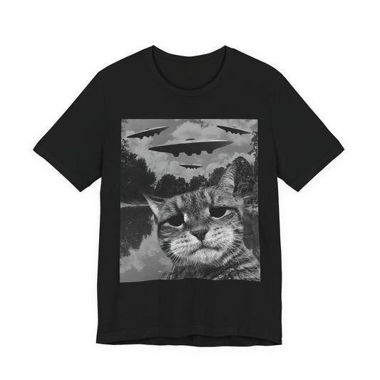 Cat UFO Retro Alien Invasion Cat T-Shirt