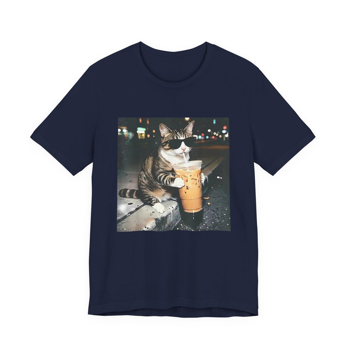 Cat with Iced Coffee T‑Shirt