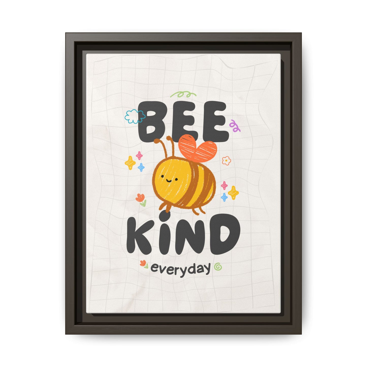 Bee Kind Framed Canvas Print Inspirational Kids Wall Art
