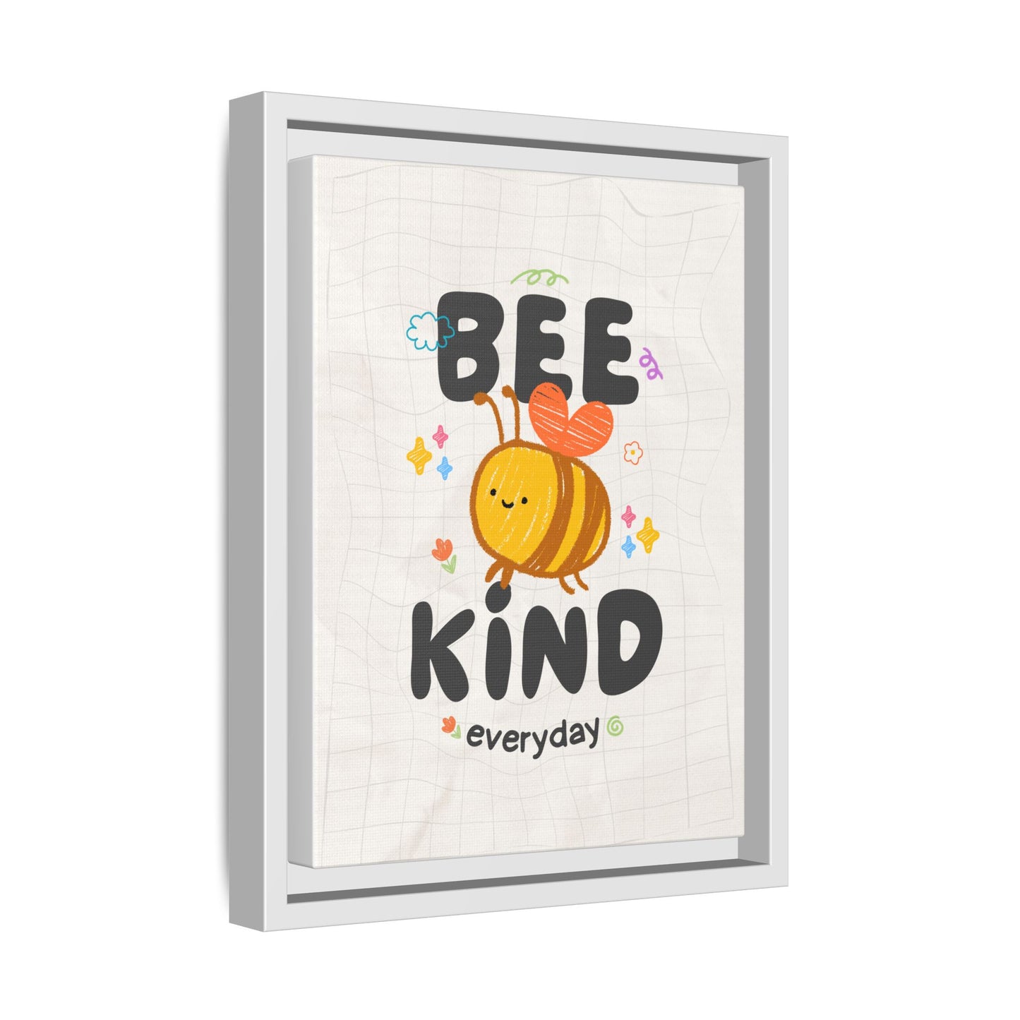 Bee Kind Framed Canvas Print Inspirational Kids Wall Art