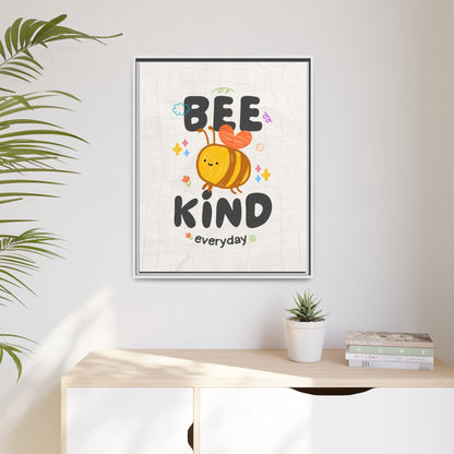 Bee Kind Framed Canvas Print Inspirational Kids Wall Art