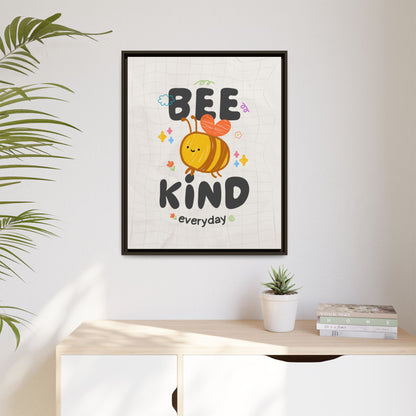 Bee Kind Framed Canvas Print Inspirational Kids Wall Art