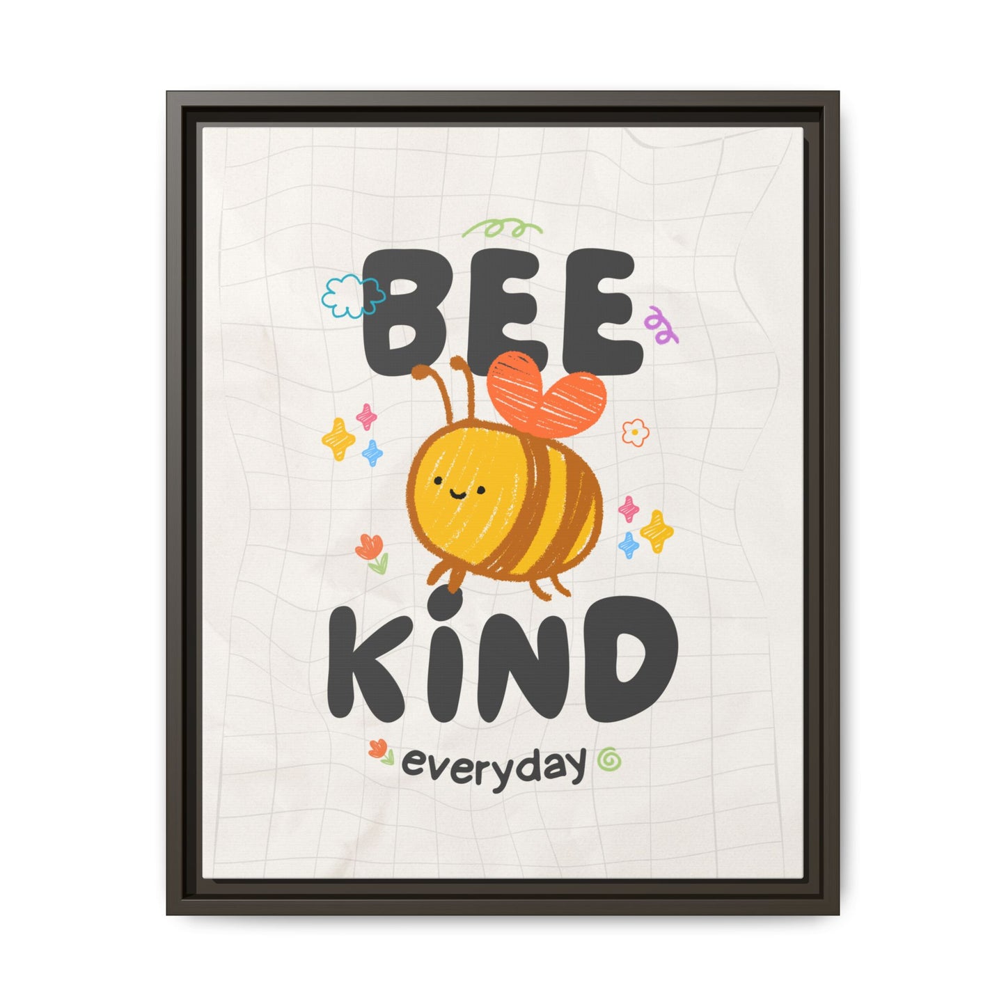 Bee Kind Framed Canvas Print Inspirational Kids Wall Art