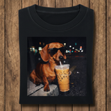 Dachshund Drinking Iced Coffee T-Shirt